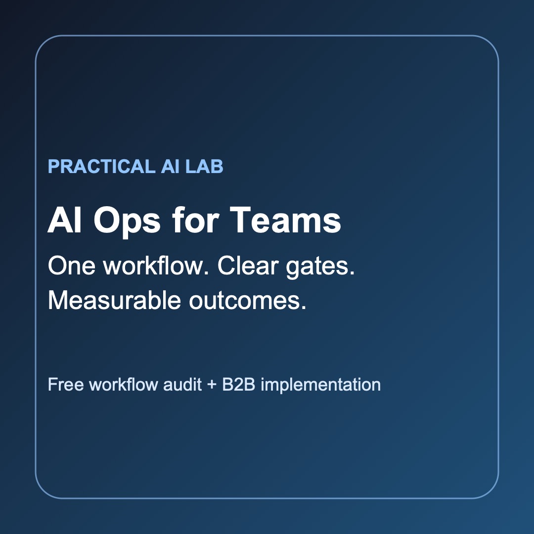 Practical AI Lab — verification-first AI workflow services